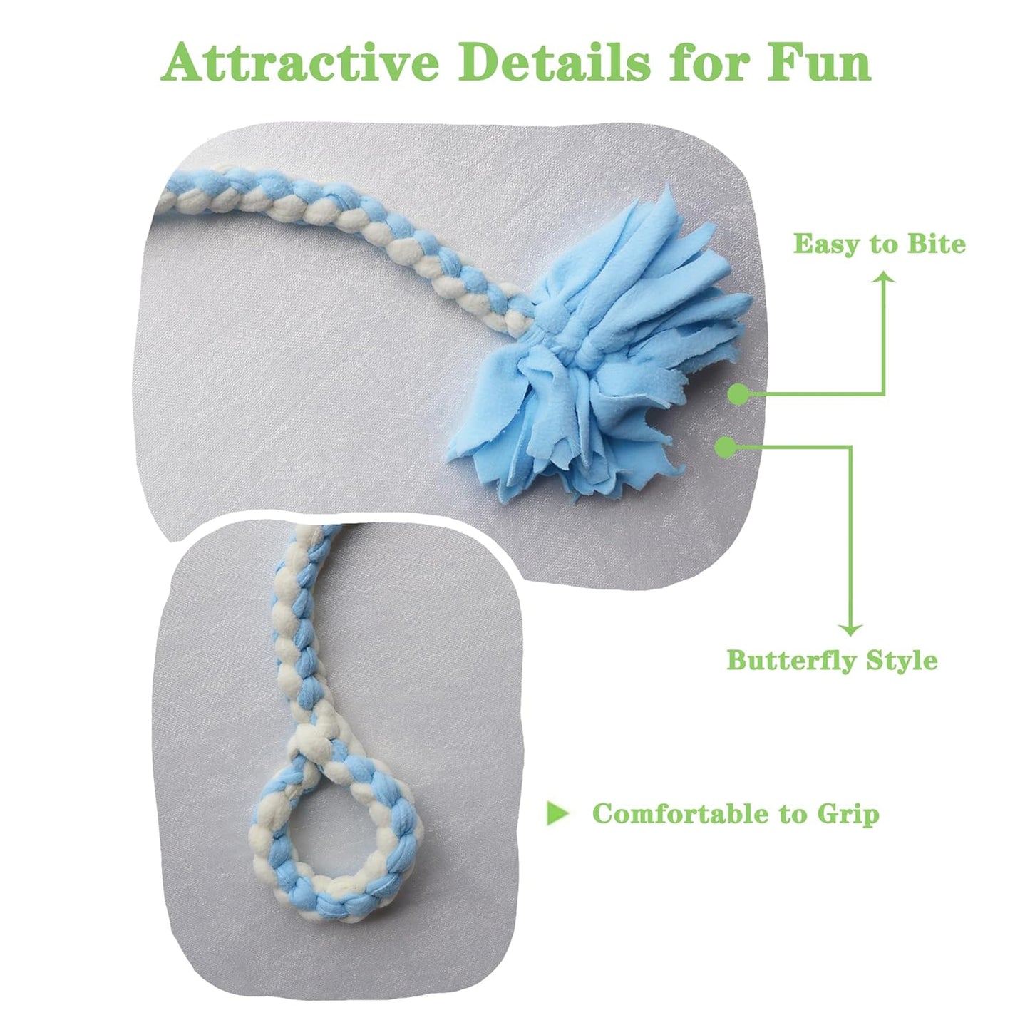 Braided Fleece Tug of War Dog Toy- Butterfly Style